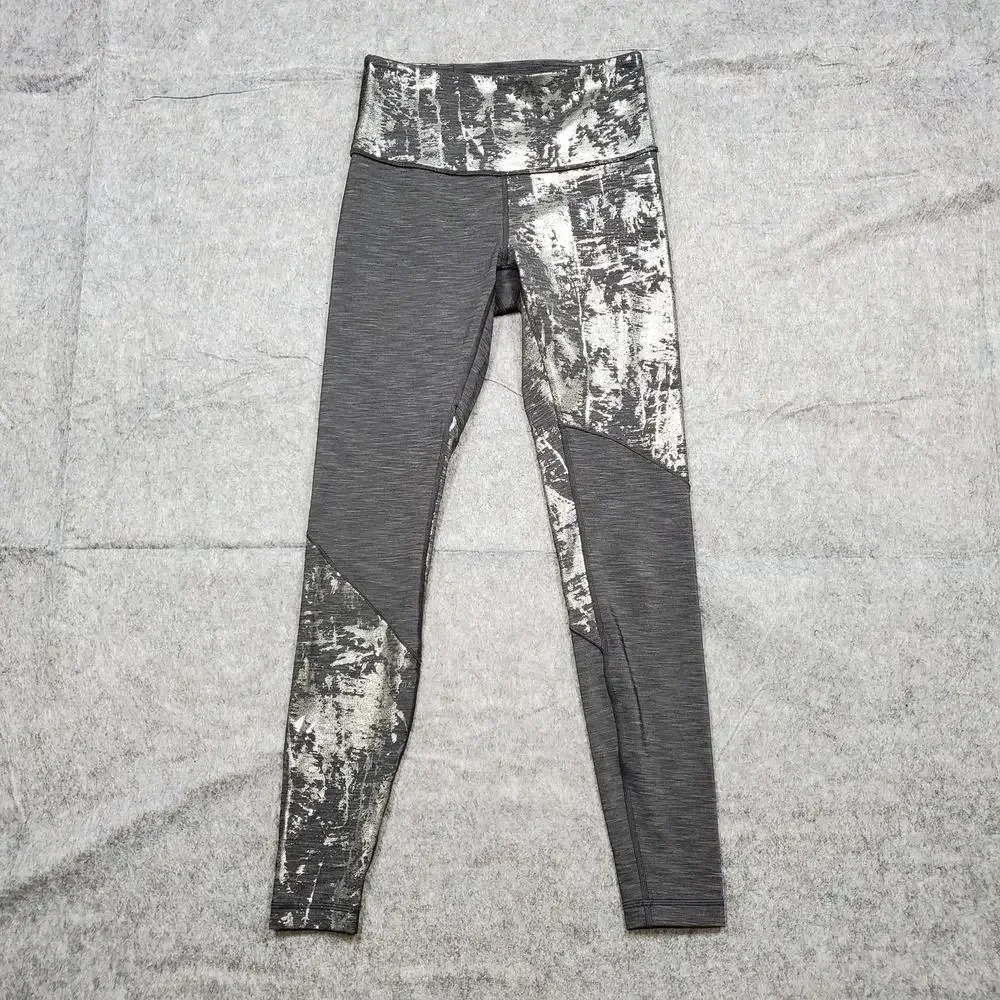 Lululemon Leggings Womens 6 Wunder Under High Rise Foil 28 Crinkle Brindle Shine